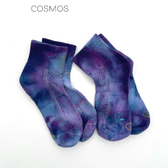 Mens Tie Dye Galaxy Socks Ice Dye Purple Navy Ankle Socks Mid Crew Hand Dyed - Picture 2 of 5